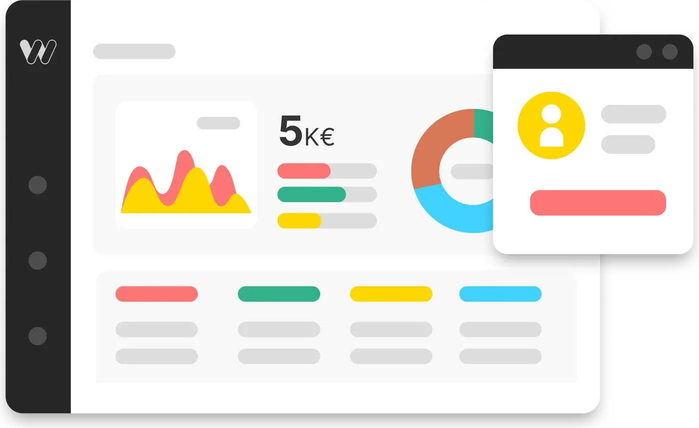 Tableau de bord : indicateurs, graphiques et fiche client